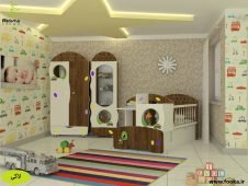 اتاق کودکانه با ست تخت و کمد نوزاد مدل لاکی